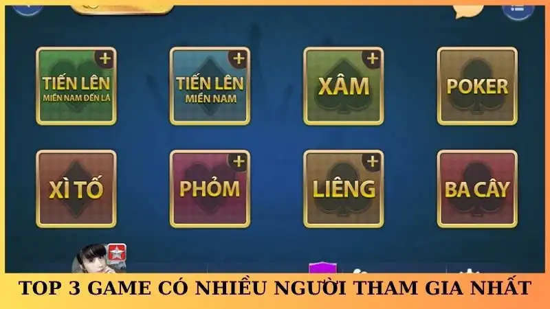 Top 3 game có nhiều người tham gia nhất tại nhà cái
