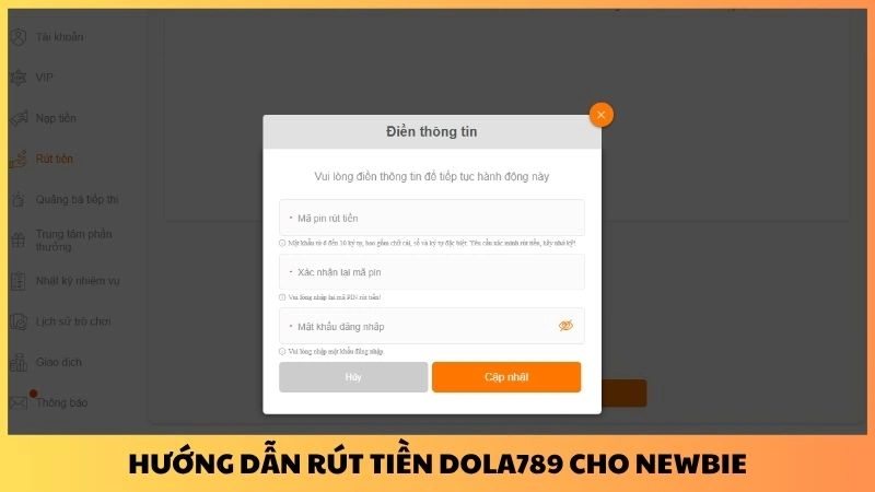 Hướng dẫn rút tiền Dola789 cho newbie
